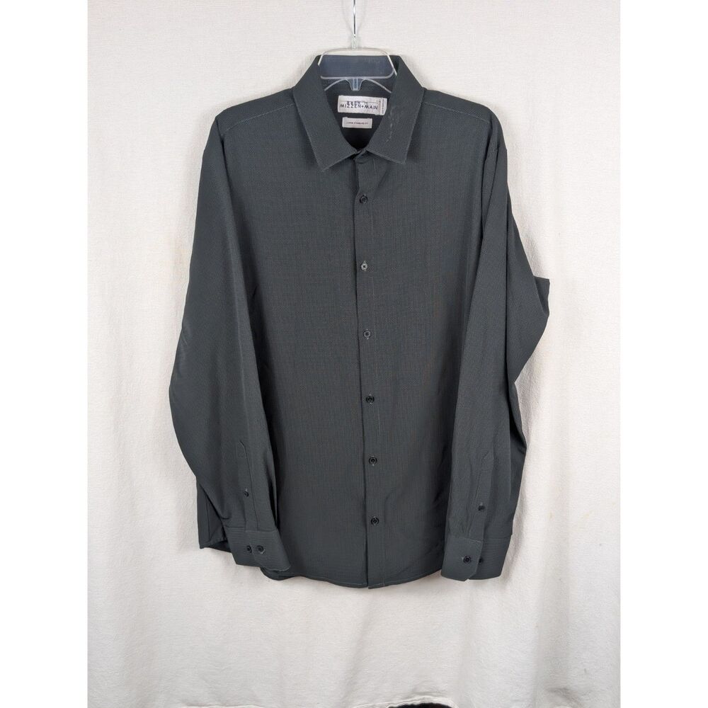 MIZZEN + MAIN Leeward Standard Fit Button Up Shirt Black Men's Size Large